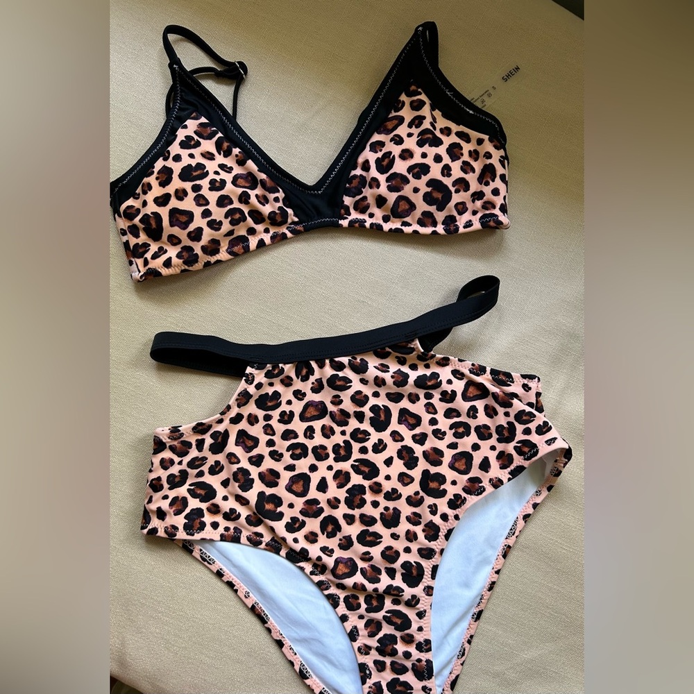 SHEIN high waisted leopard bikini